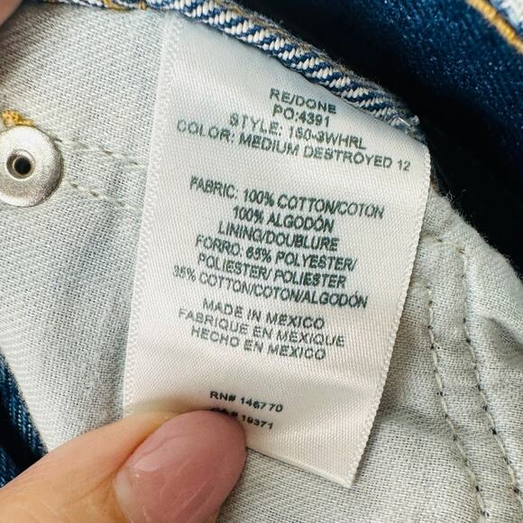 RE/DONE 90’s High Rise Loose Jeans – Medium Wash Distressed – Size 24 - Picture 9 of 10